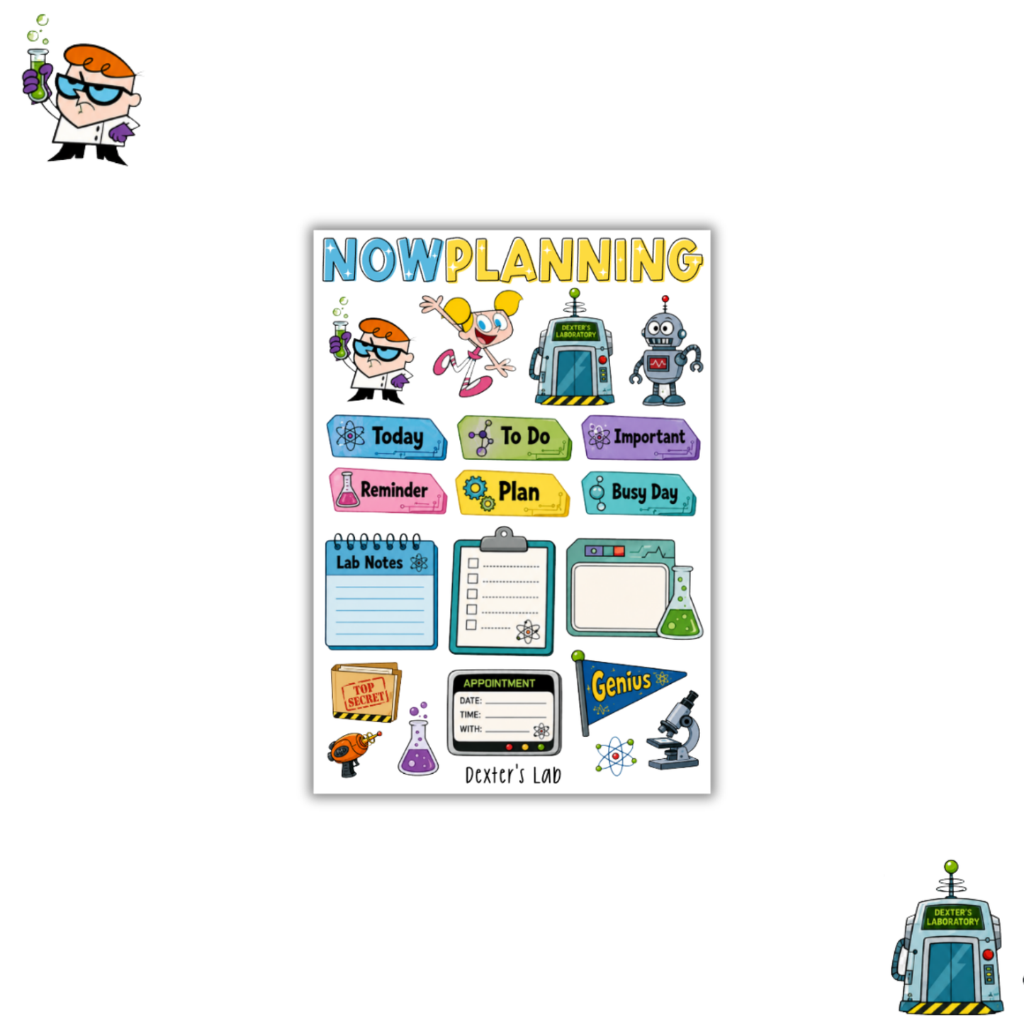 Dexter's Lab Sticker Sheet | Bullet Journal Stickers, Planner Stickers, Scrapbook Stickers