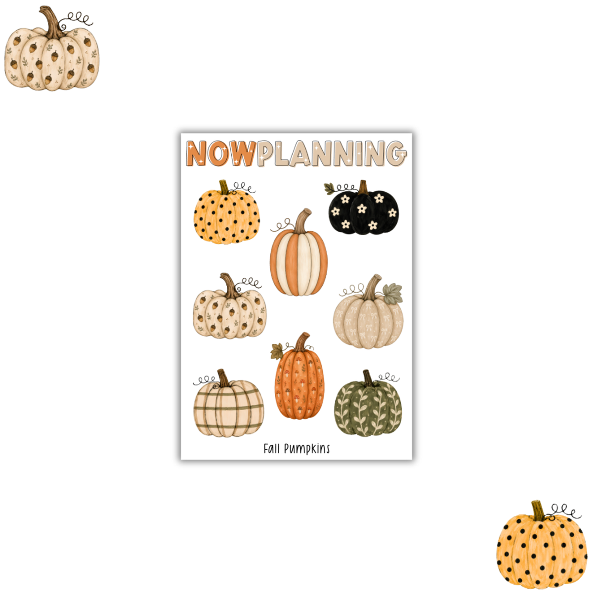 Fall Pumpkins Sticker Sheet | Fall Planner Stickers | Fall Journaling Stickers