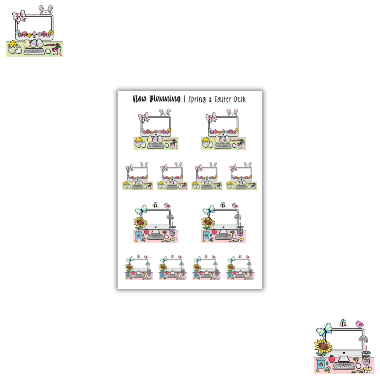 Spring & Easter Desk Sticker Sheet | Journal Stickers, Planner Stickers, Scrapbook Stickers
