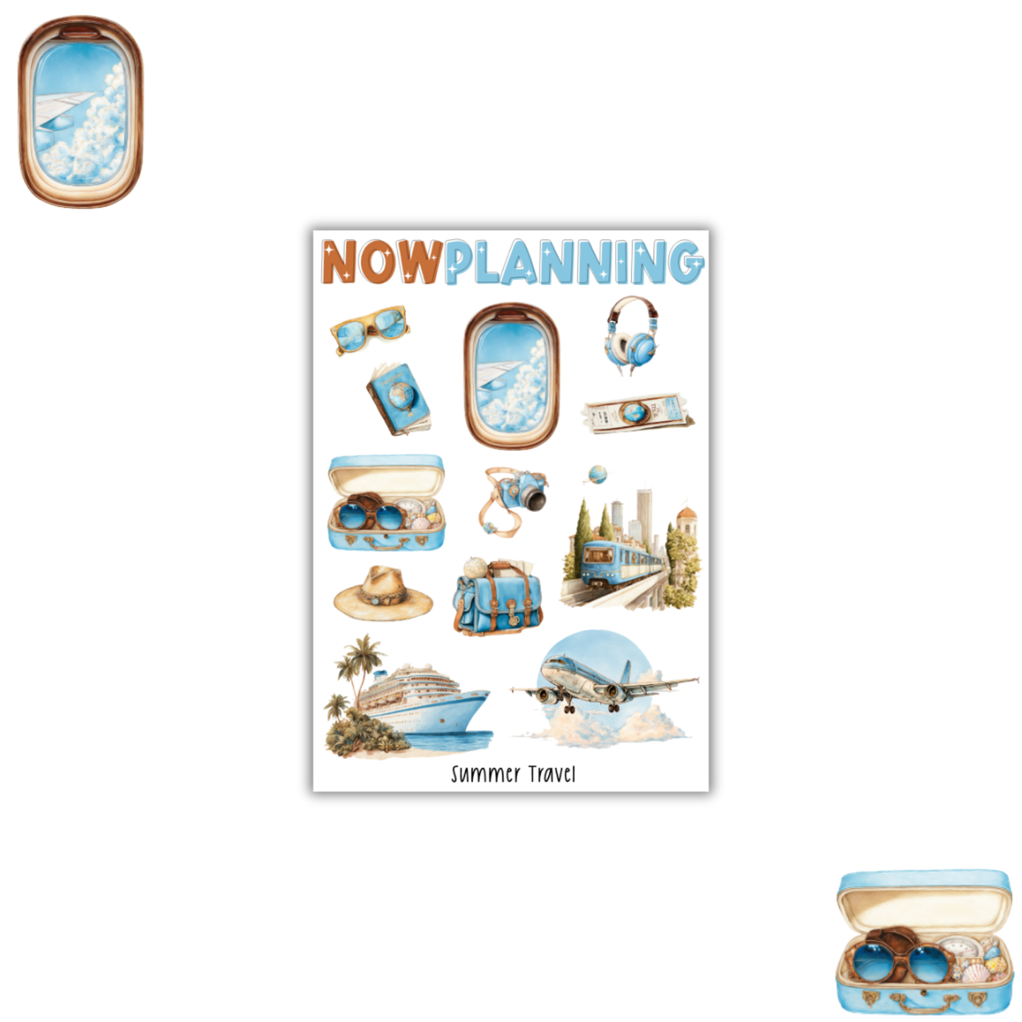 Summer Travel Sticker Sheet | Travel Stickers | Journal Stickers, Planner Stickers, Scrapbook Stickers