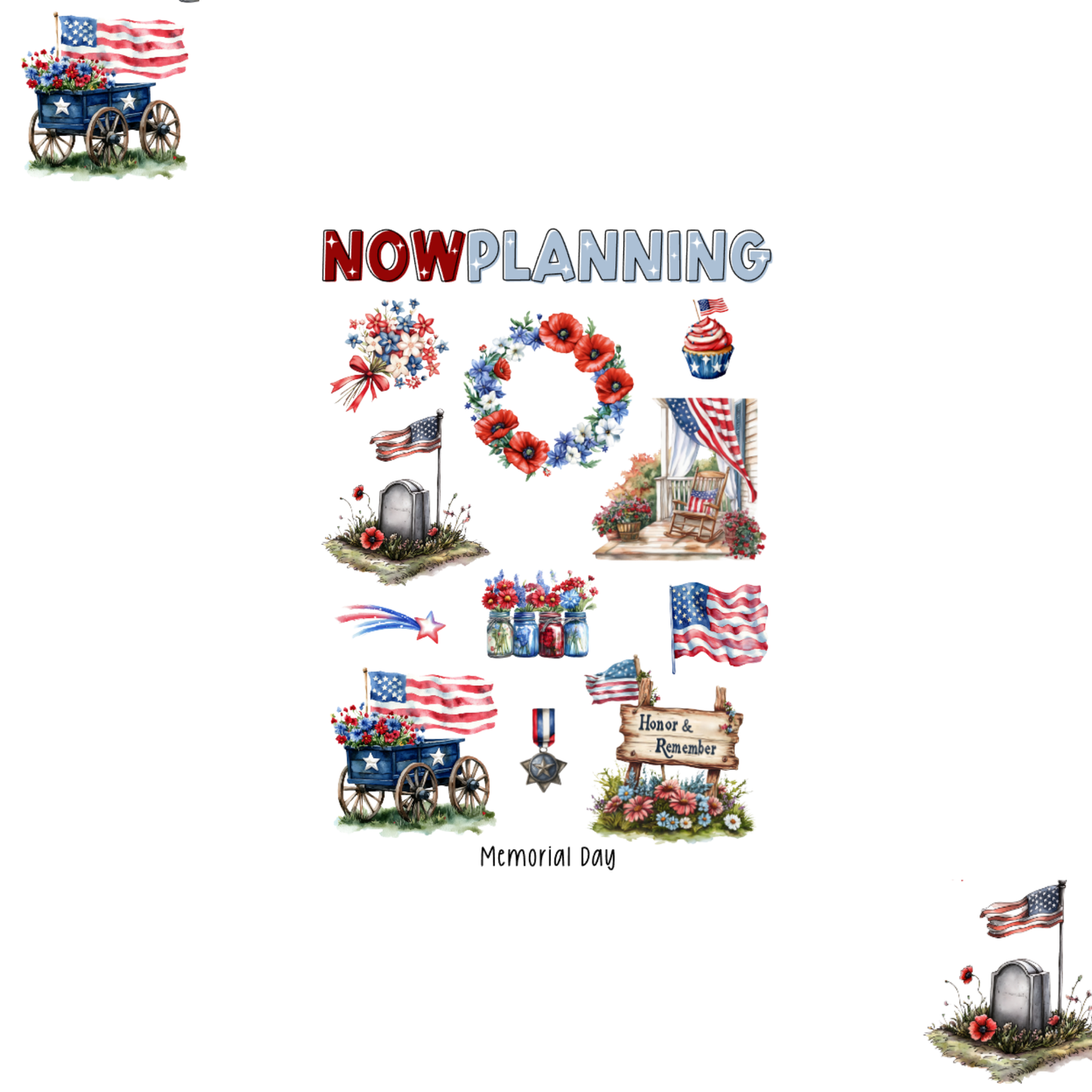 Memorial Day Sticker Sheet | Bullet Journal Stickers, Planner Stickers, Scrapbook Stickers