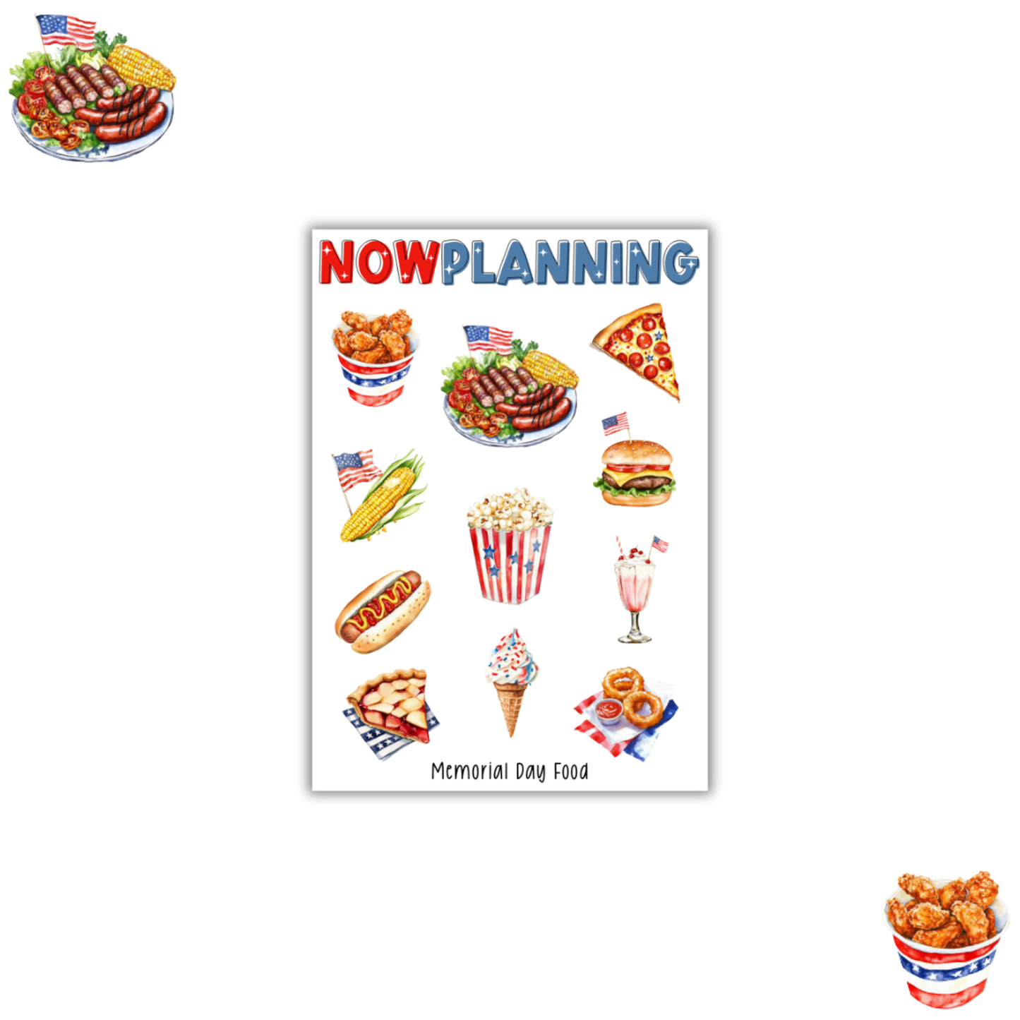 Memorial Day Food Sticker Sheet | Bullet Journal Stickers, Planner Stickers, Scrapbook Stickers