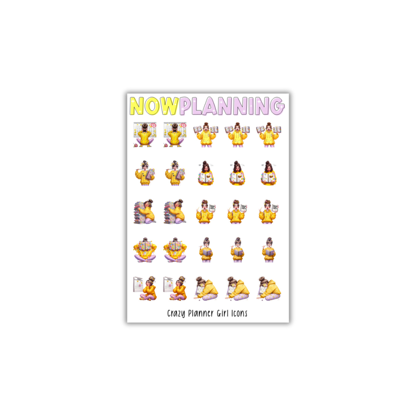 Crazy Planner Girl Sticker Sheet | Reading Stickers | Journal Stickers, Planner Stickers, Scrapbook Stickers