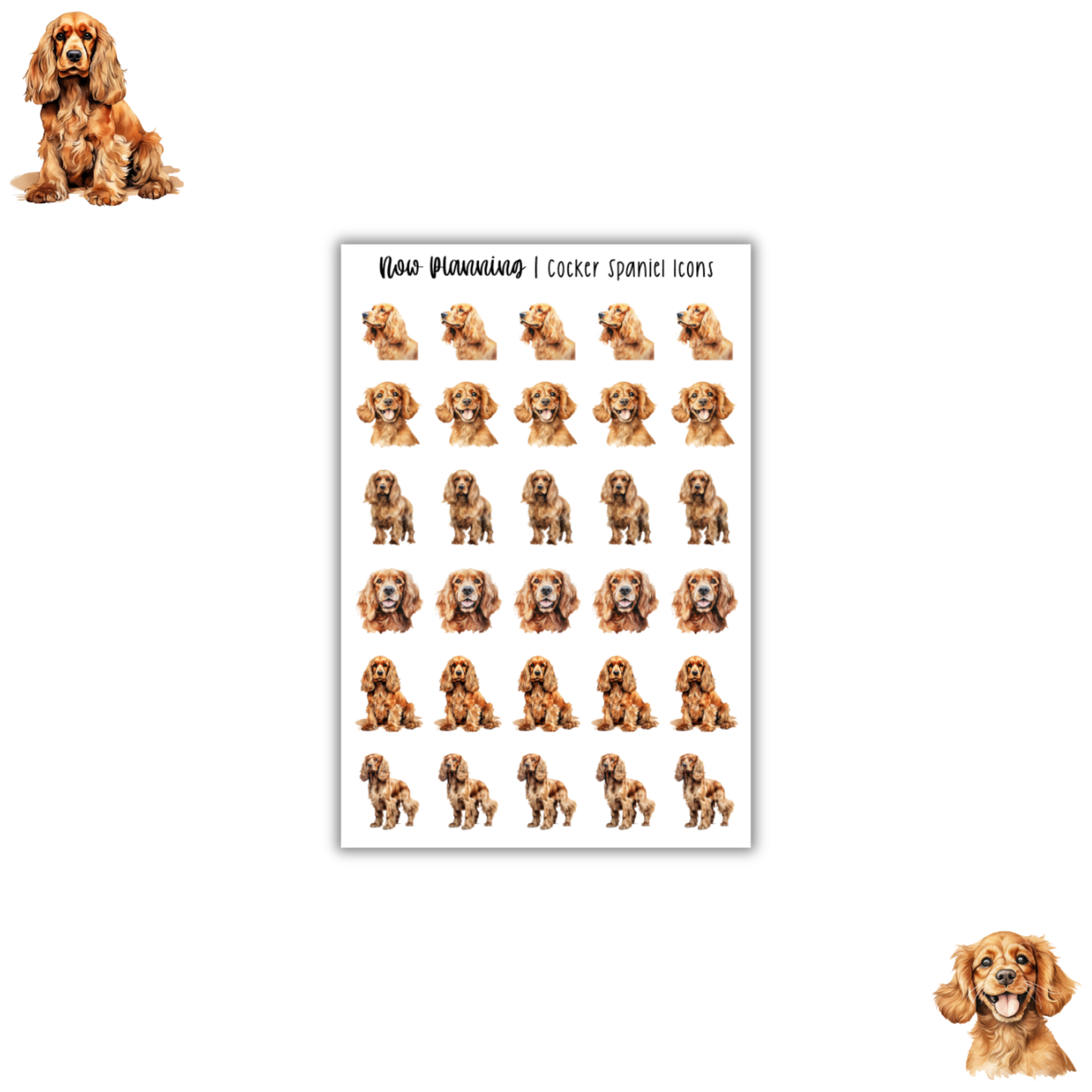 Cocker Spaniel Sticker Sheet | Pet Stickers | Journal Stickers, Planner Stickers, Scrapbook Stickers