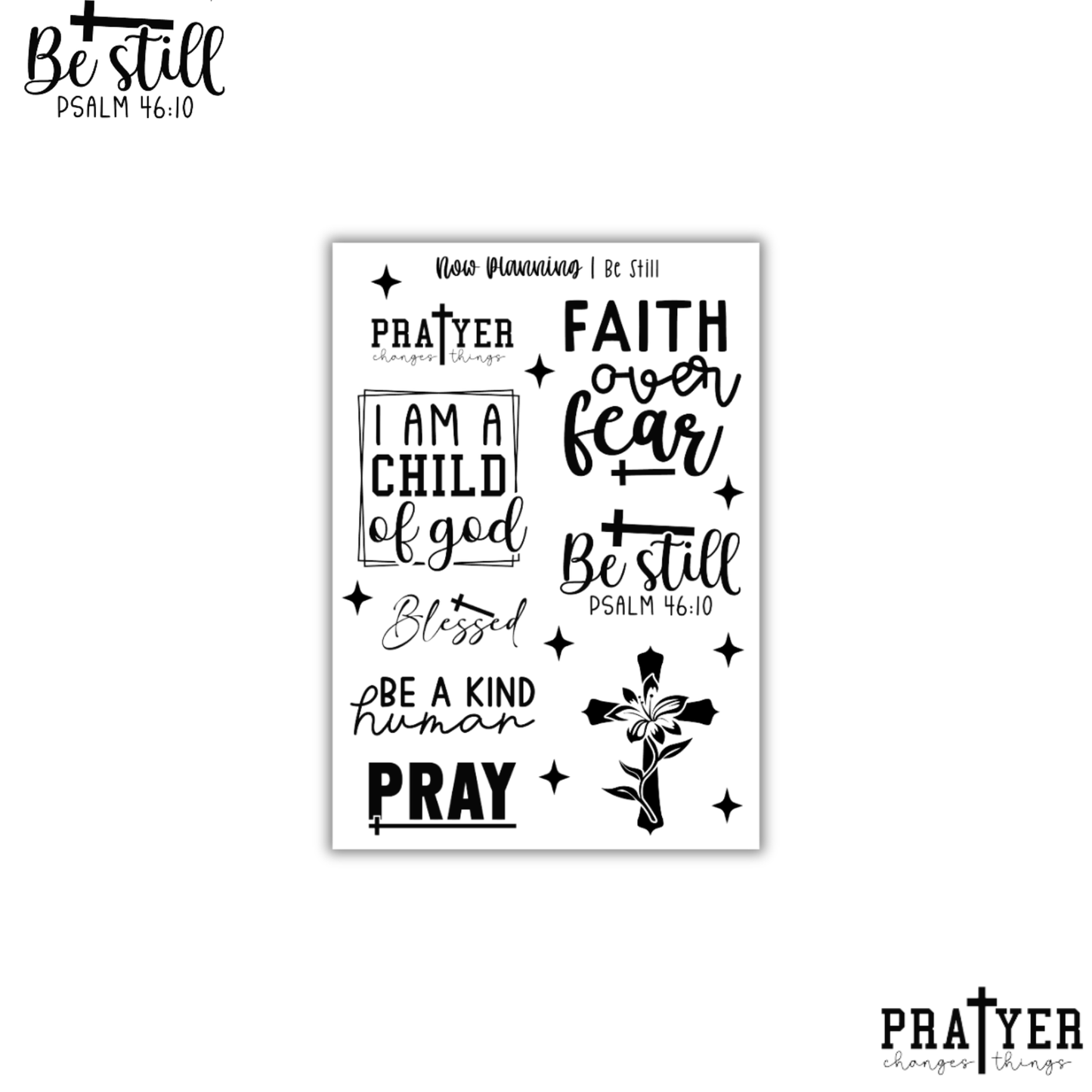 Be Still Sticker Sheet | Faith Stickers | Journal Stickers, Planner Stickers, Scrapbook Stickers