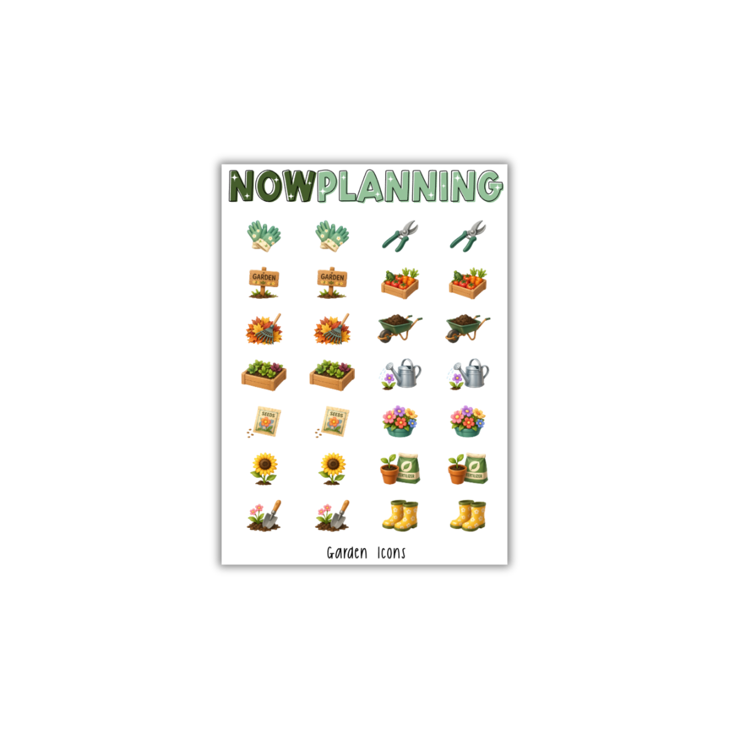 Garden Icons Sticker Sheet | Bullet Journal Stickers, Planner Stickers, Scrapbook Stickers