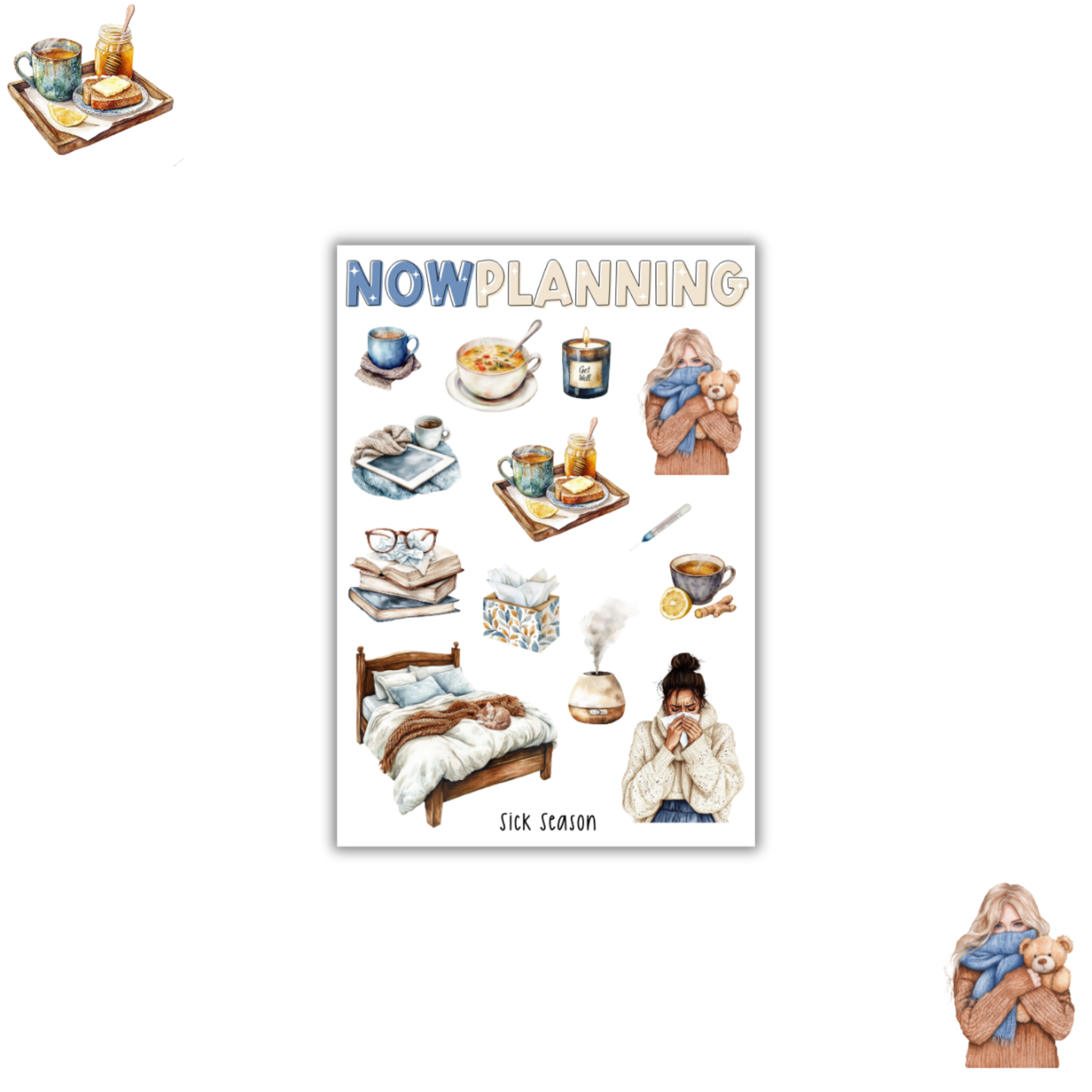 Sick Season Sticker Sheet | Reading Stickers | Journal Stickers, Planner Stickers, Scrapbook Stickers