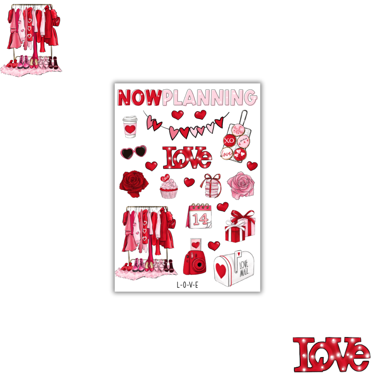 L-O-V-E Sticker Sheet | Valentine's Day Stickers | Journal Stickers, Planner Stickers, Scrapbook Stickers