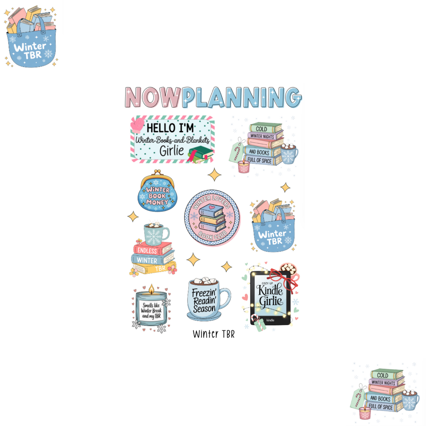 Winter TBR Sticker Sheet | Journal Stickers, Planner Stickers, Scrapbook Stickers