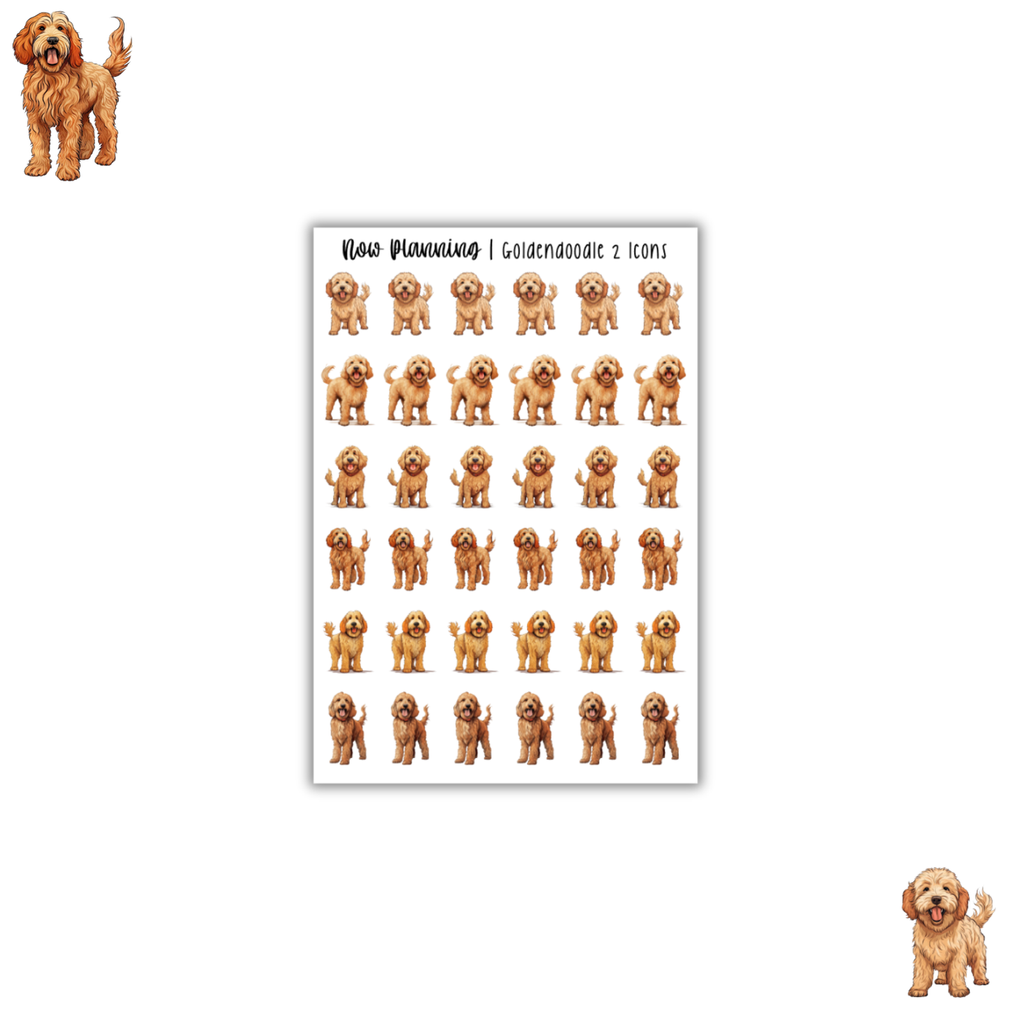 Goldendoodle 2 Sticker Sheet | Pet Stickers | Journal Stickers, Planner Stickers, Scrapbook Stickers