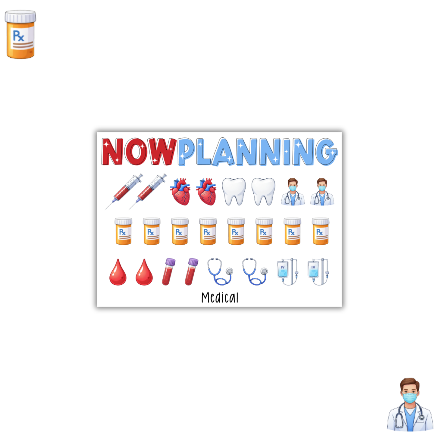 Mini Medical Icons Sticker Sheet | Journal Stickers, Planner Stickers, Scrapbook Stickers