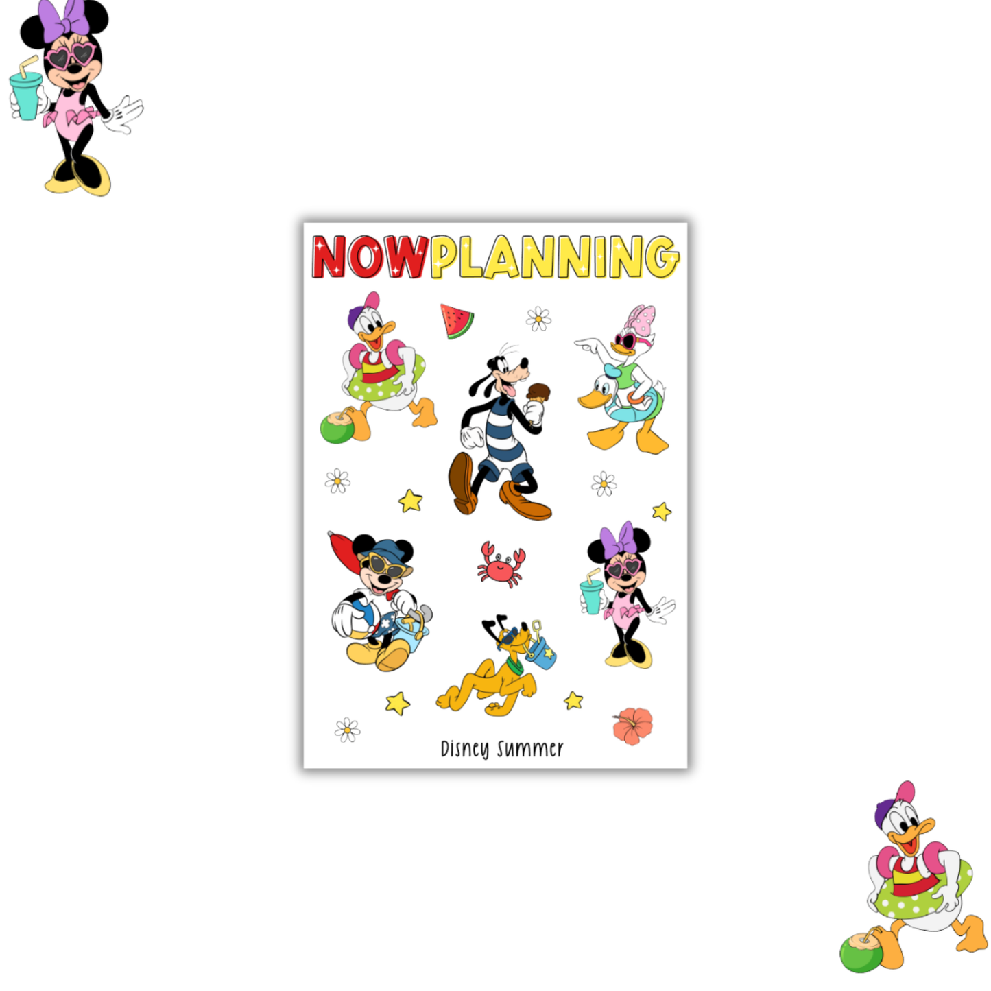 Disney Summer Sticker Sheet | Disney Stickers | Journal Stickers, Planner Stickers, Scrapbook Stickers