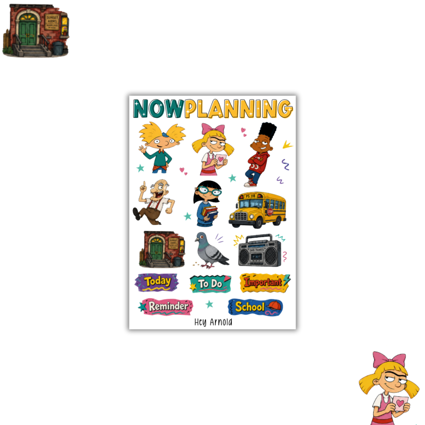 Hey Arnold Sticker Sheet | Bullet Journal Stickers, Planner Stickers, Scrapbook Stickers