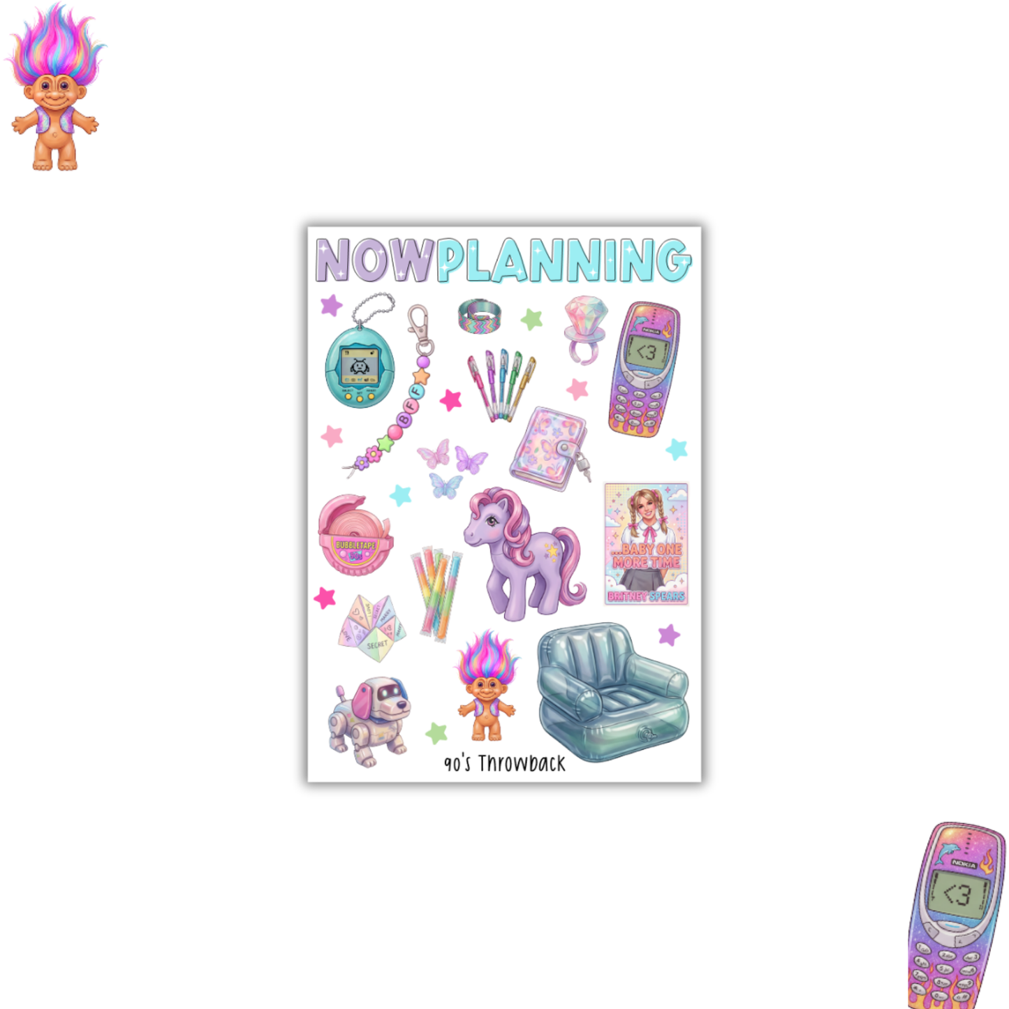 90's Throwback Sticker Sheet | Bullet Journal Stickers, Planner Stickers, Scrapbook Stickers