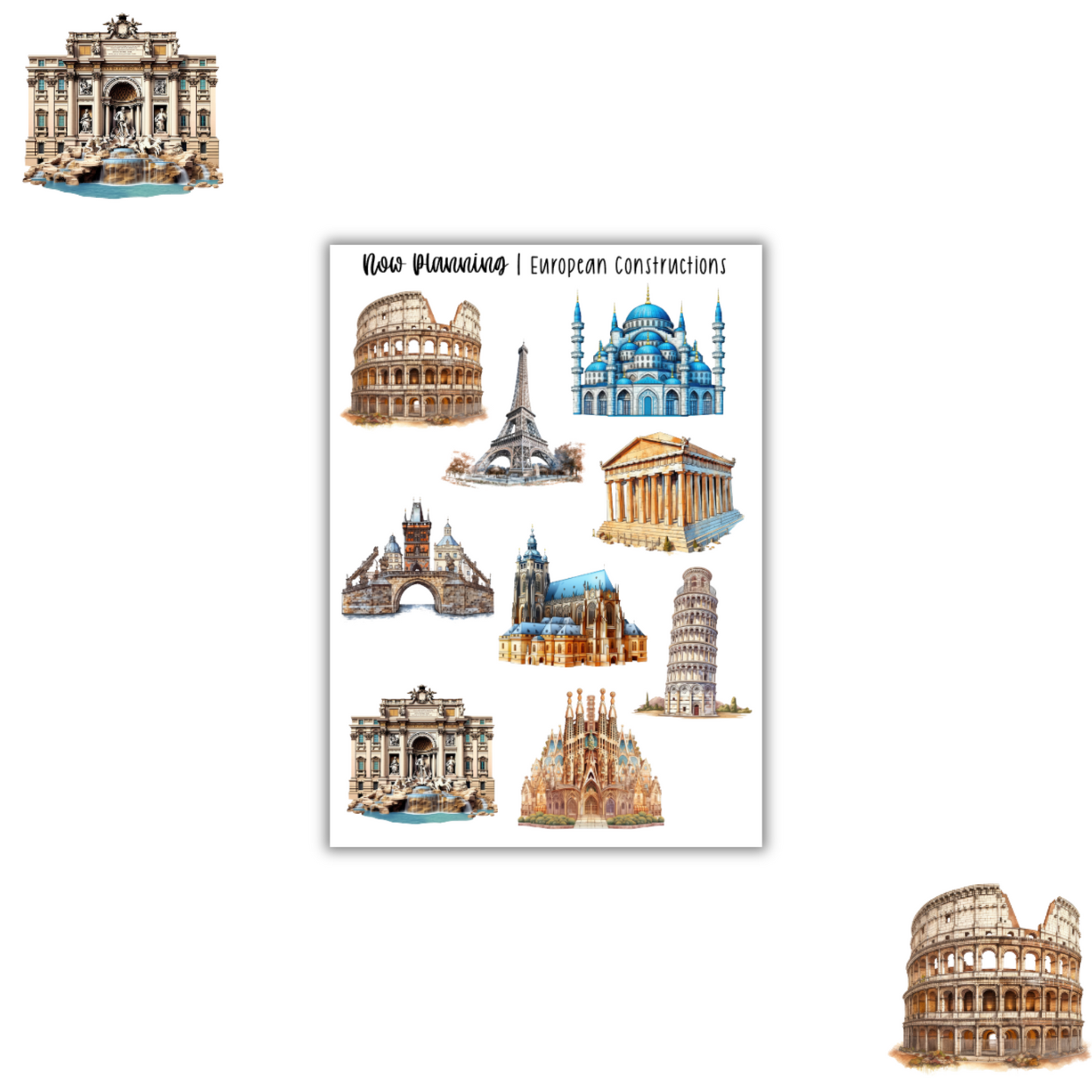 European Construction Sticker Sheet | Journal Stickers, Planner Stickers, Scrapbook Stickers