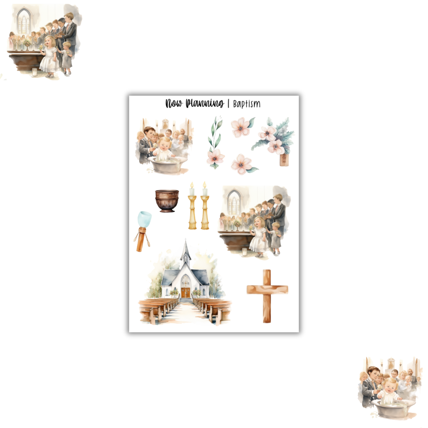 Baptism Sticker Sheet | Faith Stickers | Journal Stickers, Planner Stickers, Scrapbook Stickers