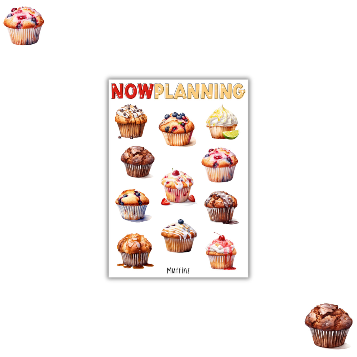 Muffins Sticker Sheet | Bullet Journal Stickers, Planner Stickers, Scrapbook Stickers