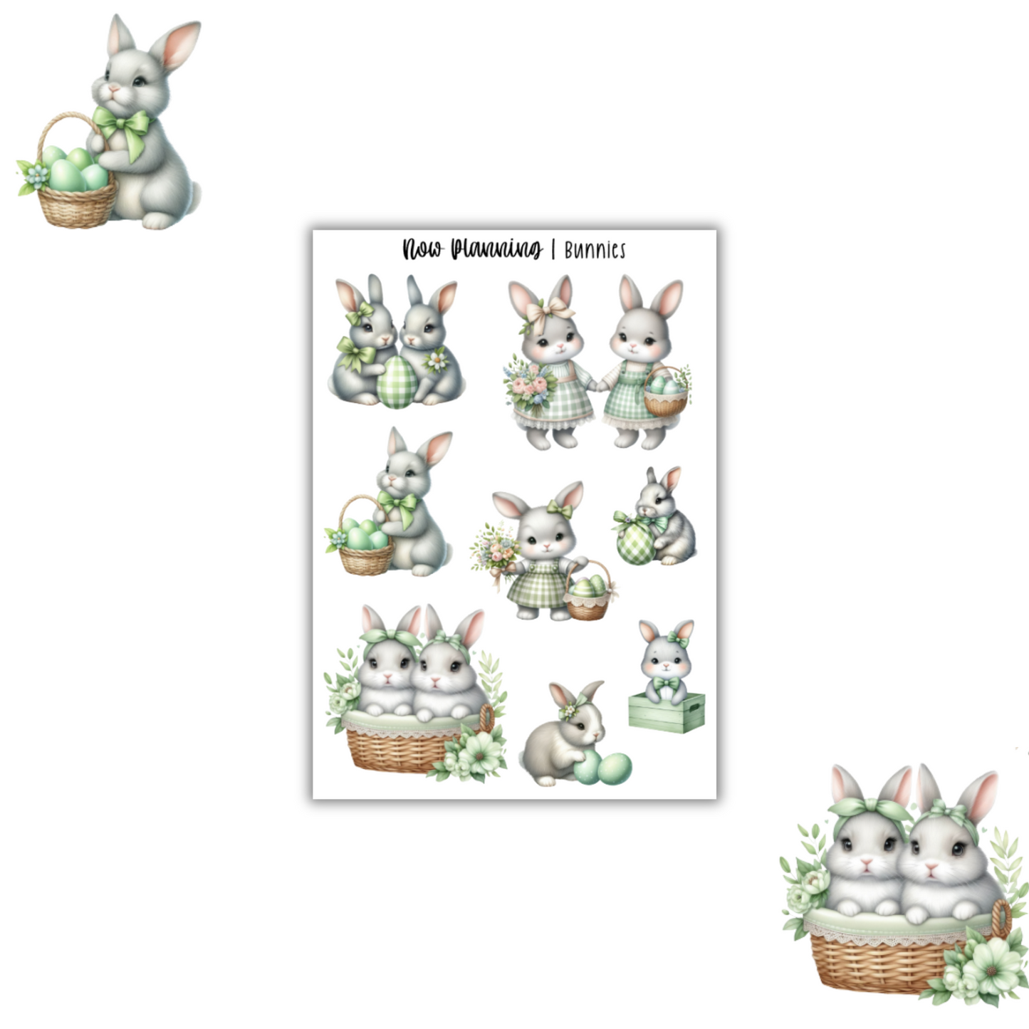 Bunnies Sticker Sheet | Journal Stickers, Planner Stickers, Scrapbook Stickers