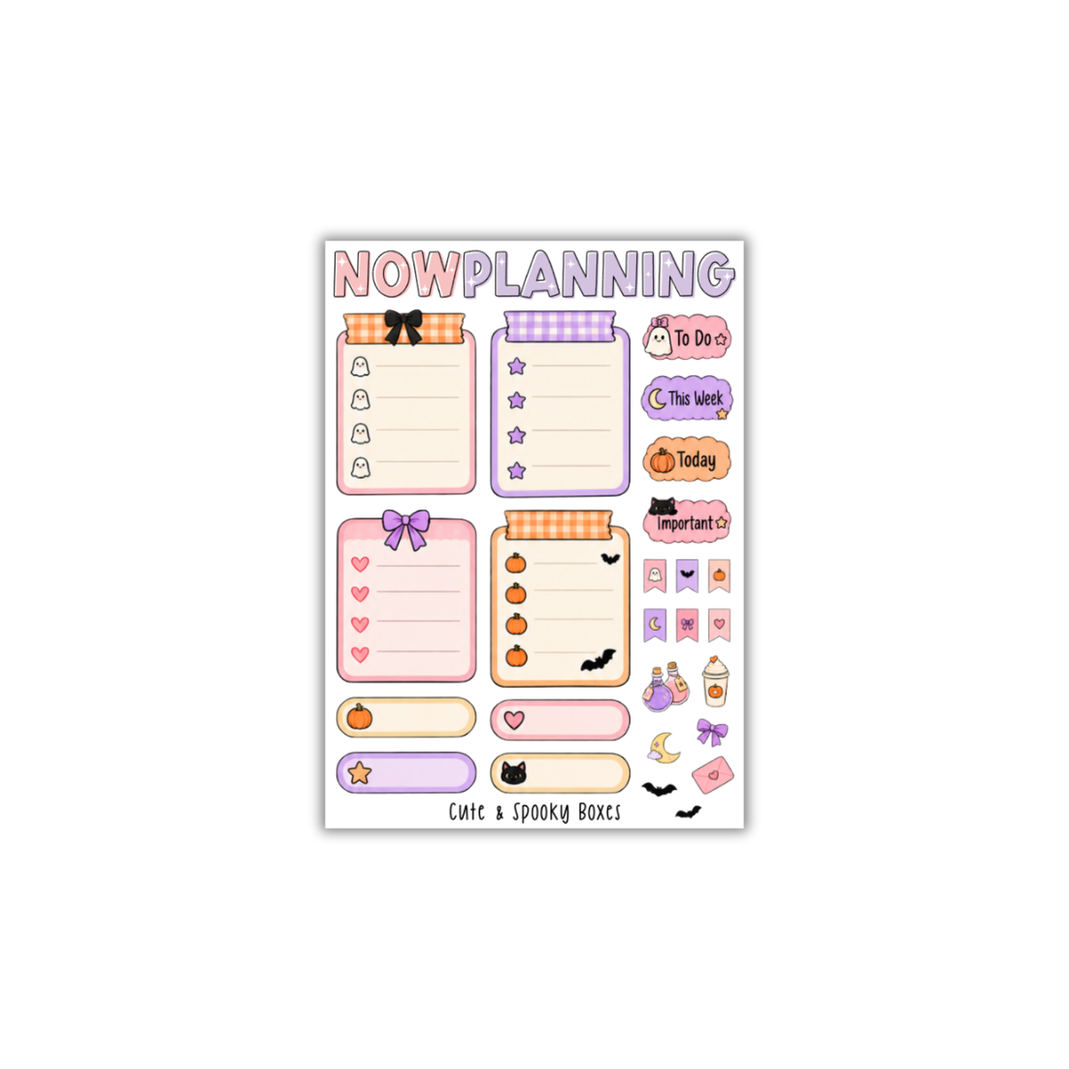 Cute & Spooky Sticker Sheet | Halloween Planner Stickers | Cute Spooky Season Sticker Sheet