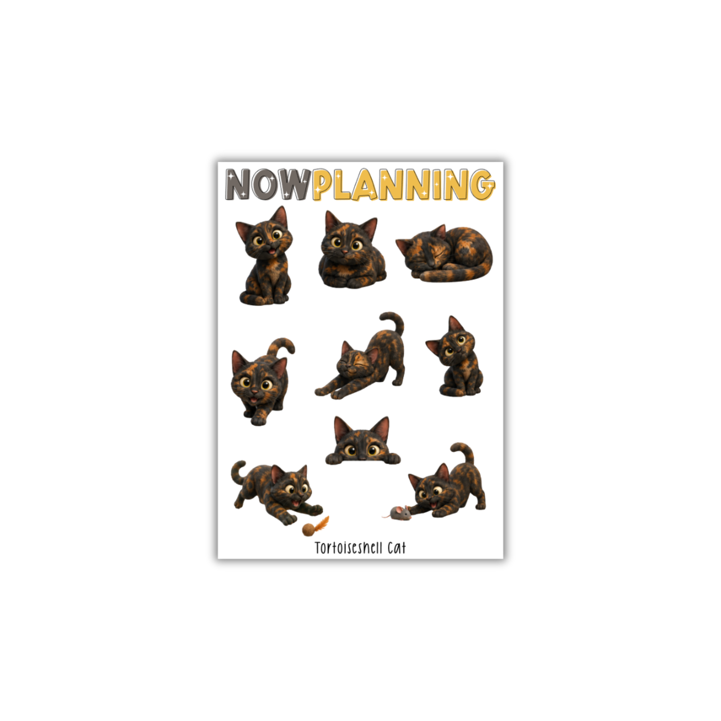Tortoiseshell Cat Sticker Sheet | Pet Stickers | Journal Stickers, Planner Stickers, Scrapbook Stickers