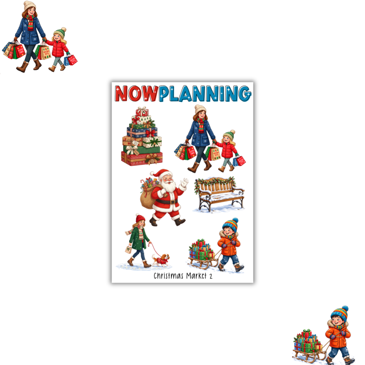 Christmas Market 2 Sticker Sheet | Christmas Stickers | Journal Stickers, Planner Stickers, Scrapbook Stickers