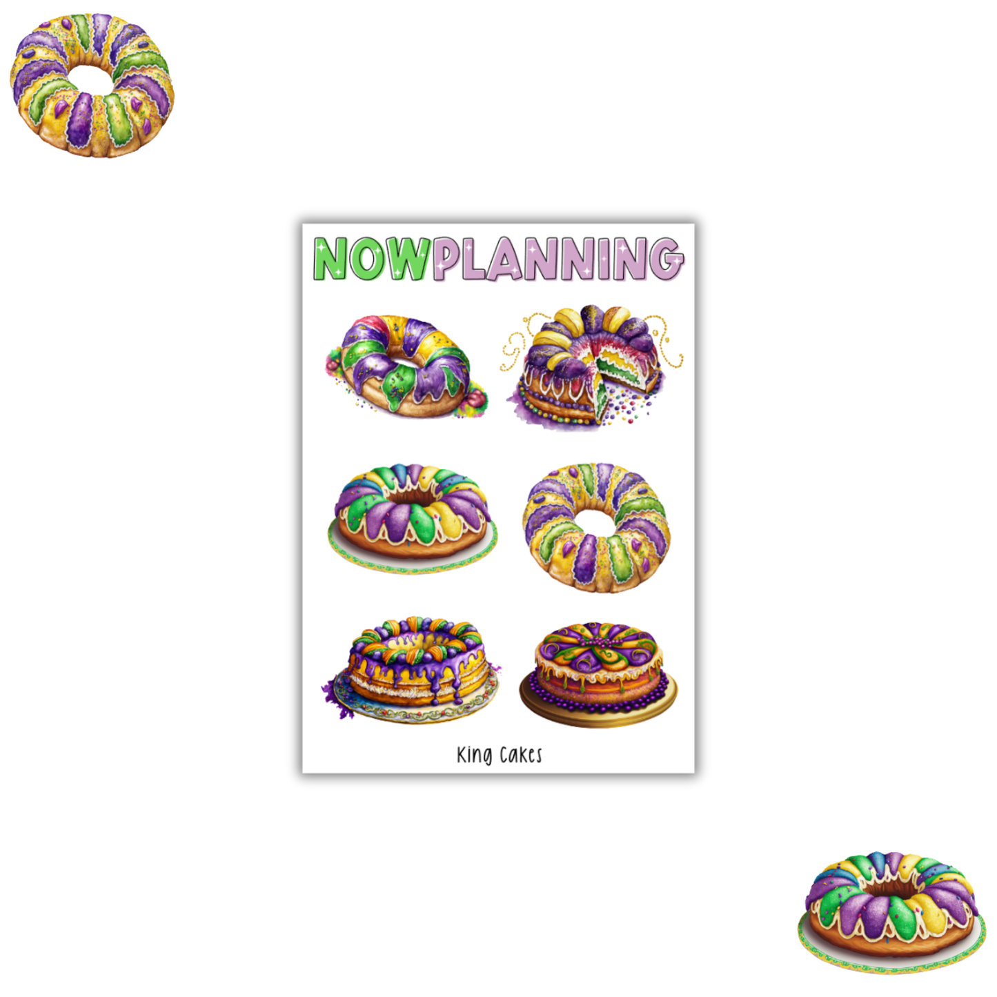 King Cakes Sticker Sheet | Spring Stickers | Journal Stickers, Planner Stickers, Scrapbook Stickers