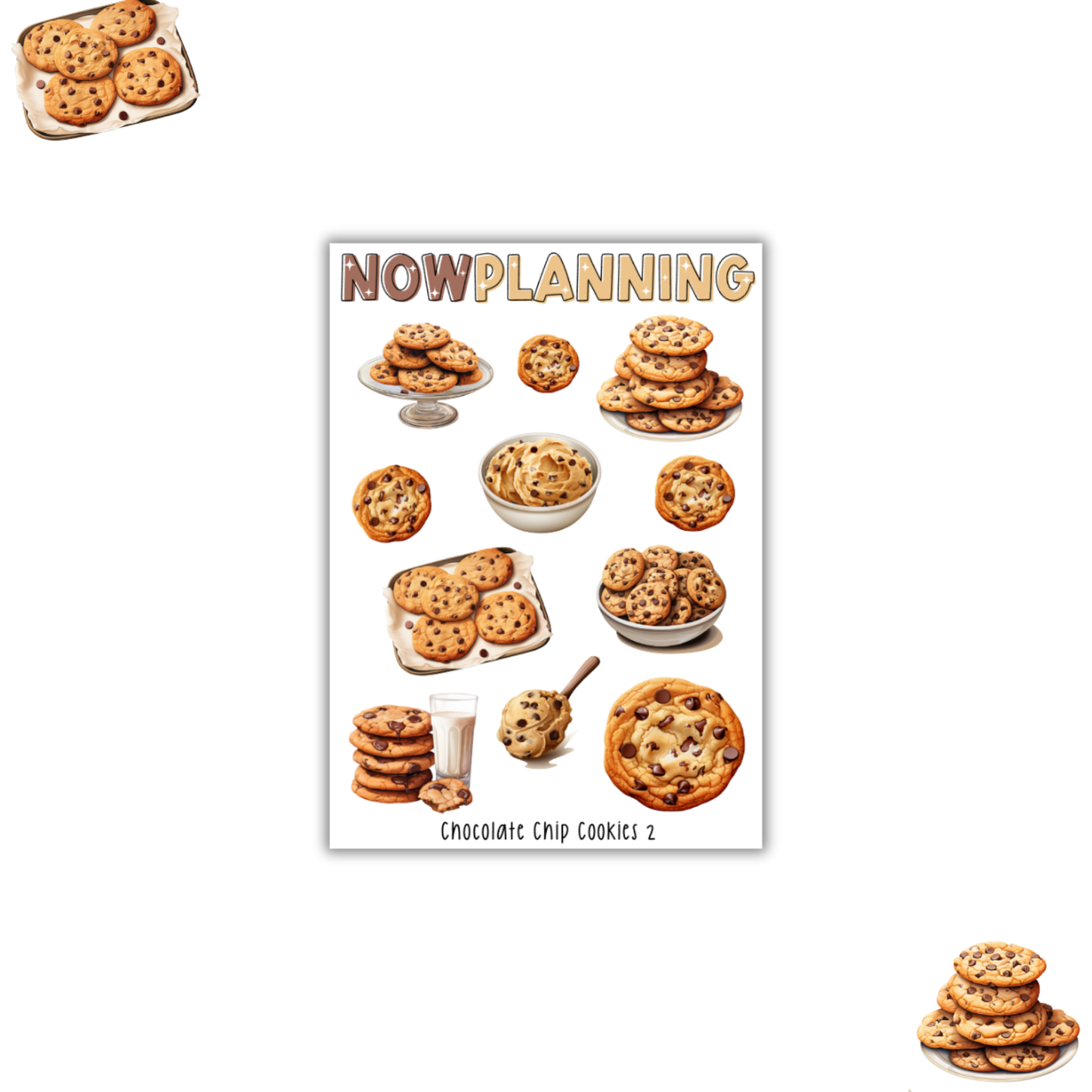Chocolate Chip Cookies Sticker Sheet | Bullet Journal Stickers, Planner Stickers, Scrapbook Stickers