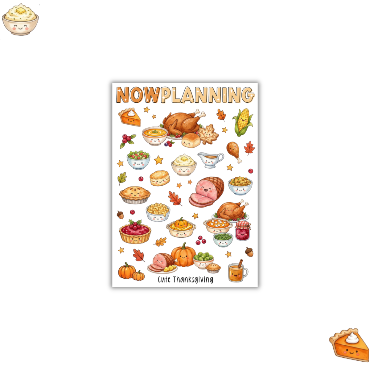 Cute Thanksgiving Sticker Sheet | Journal Stickers, Planner Stickers, Scrapbook Stickers