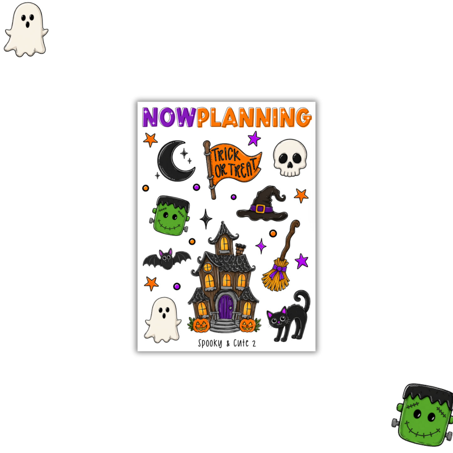 Spooky & Cute 2 Sticker Sheet | Halloween Planner Stickers | Cute Spooky Season Sticker Sheet