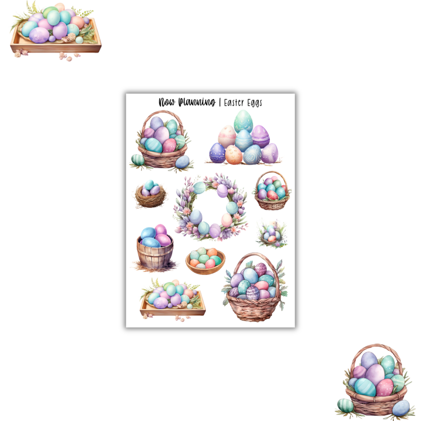 Watercolor Easter Sticker Sheet | Journal Stickers, Planner Stickers, Scrapbook Stickers