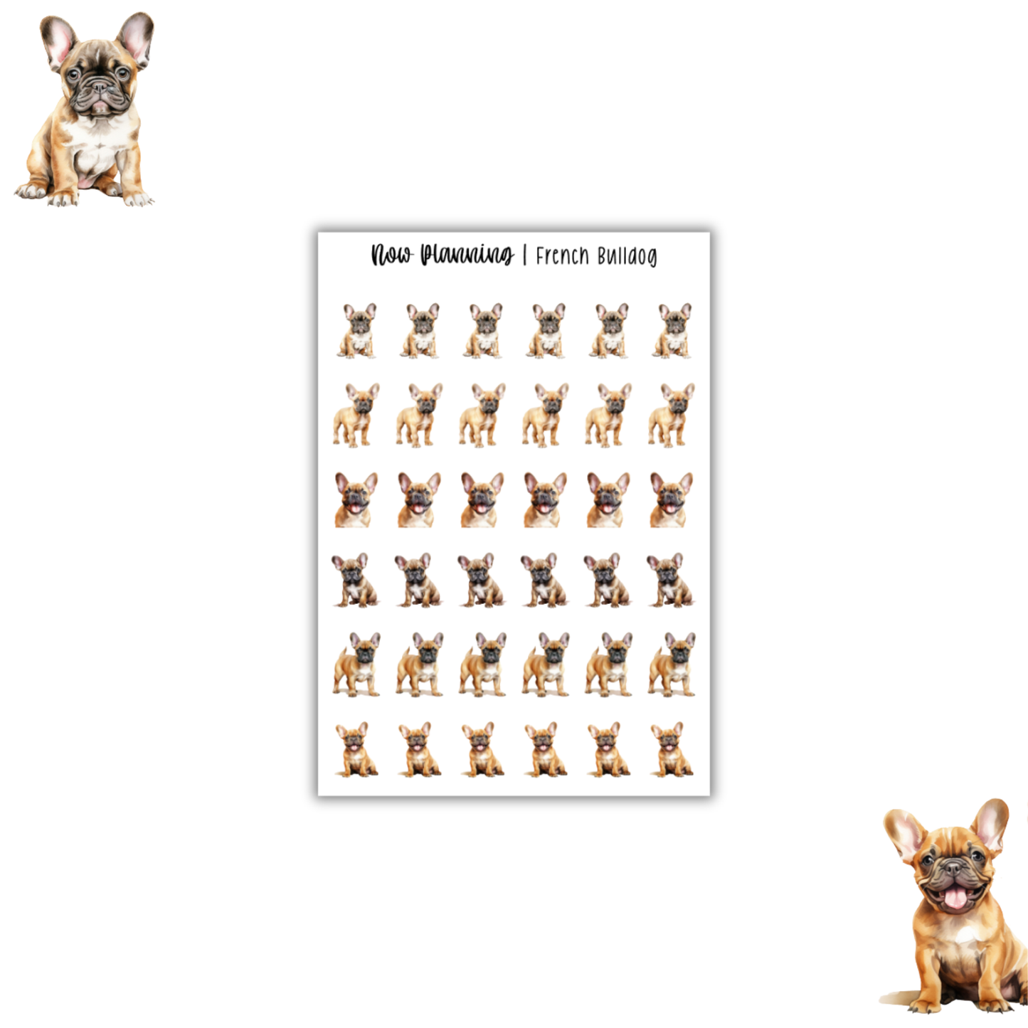 French Bulldog Sticker Sheet | Pet Stickers | Journal Stickers, Planner Stickers, Scrapbook Stickers
