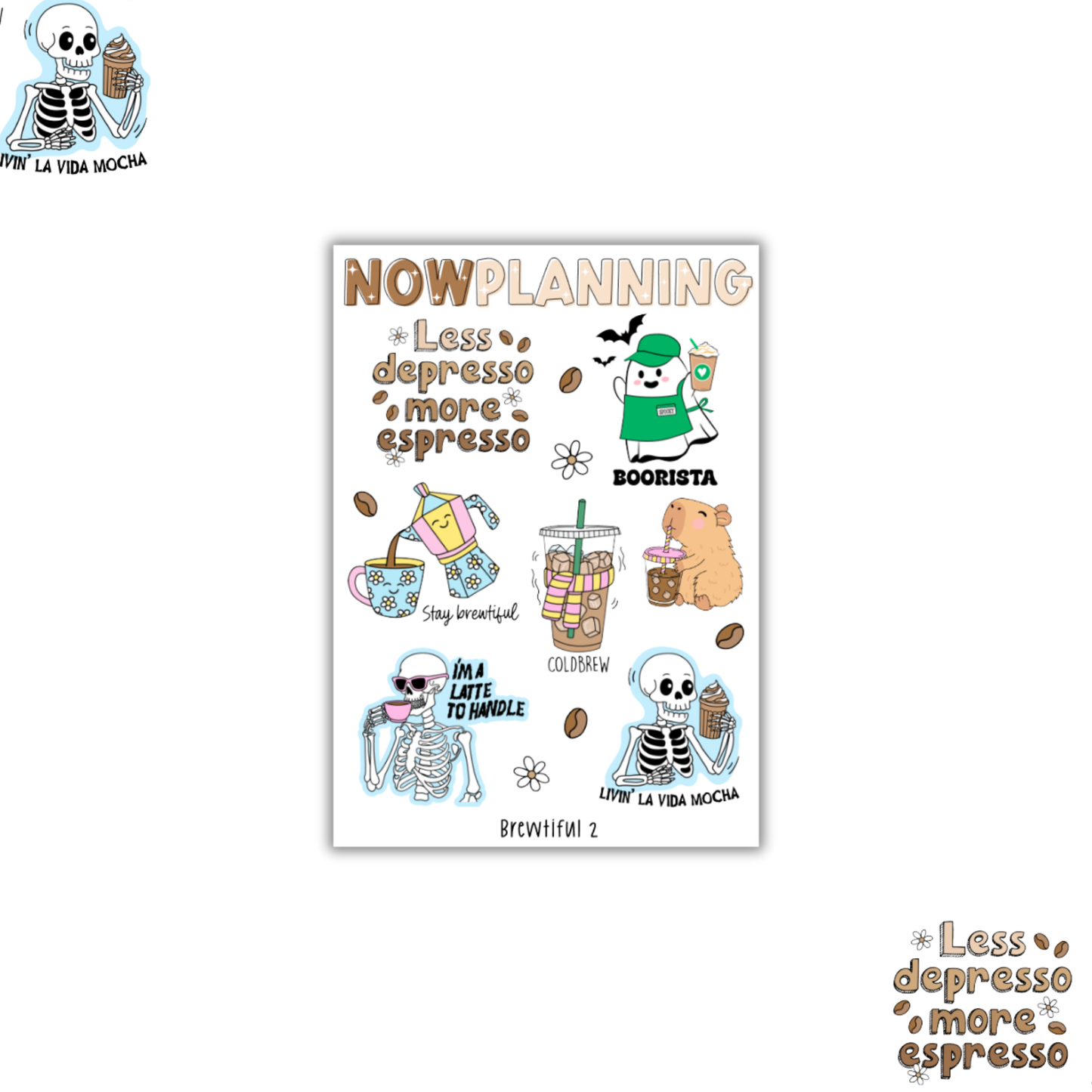Brewtiful 2 Sticker Sheet | Bullet Journal Stickers, Planner Stickers, Scrapbook Stickers