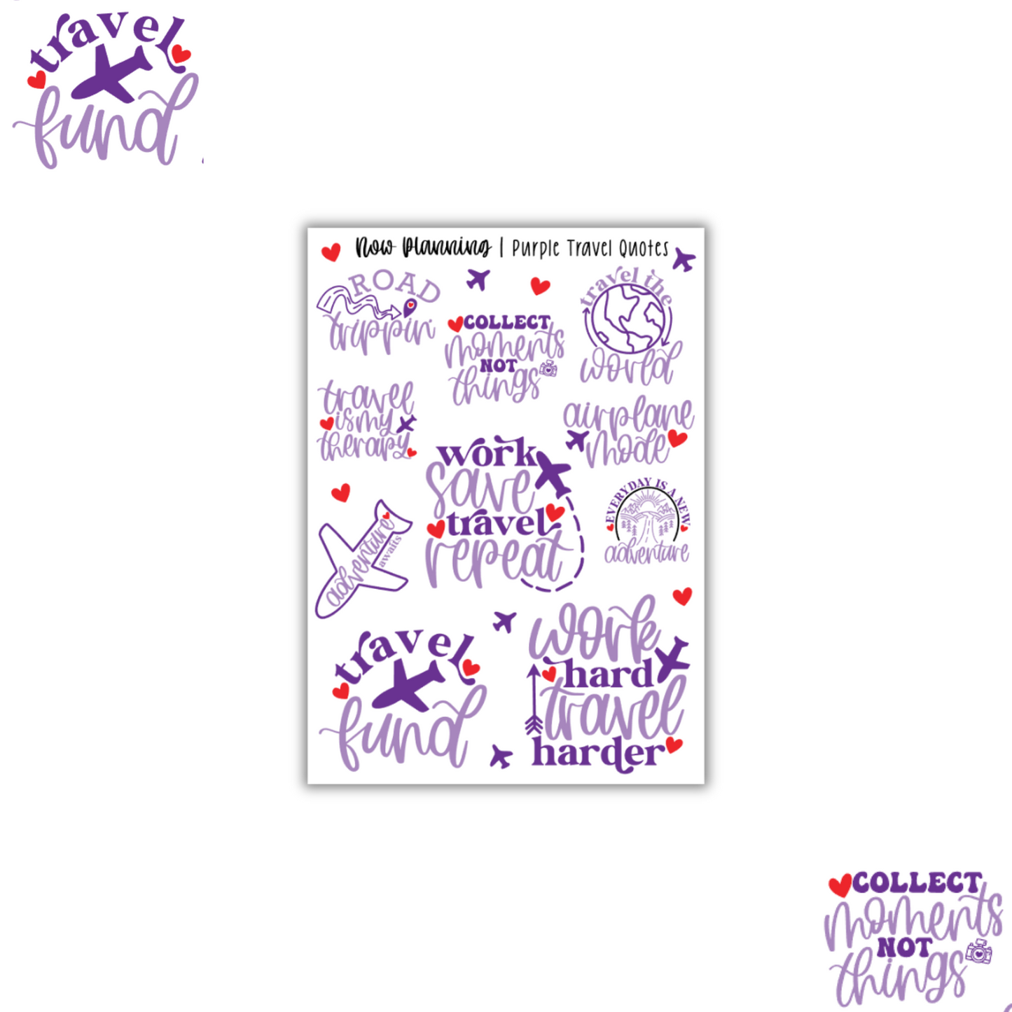 Travel Quotes Sticker Sheet |  Journal Stickers, Planner Stickers, Scrapbook Stickers