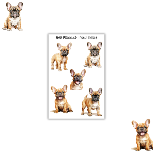 French Bulldog Sticker Sheet |  Pet Stickers |  Journal Stickers, Planner Stickers, Scrapbook Stickers