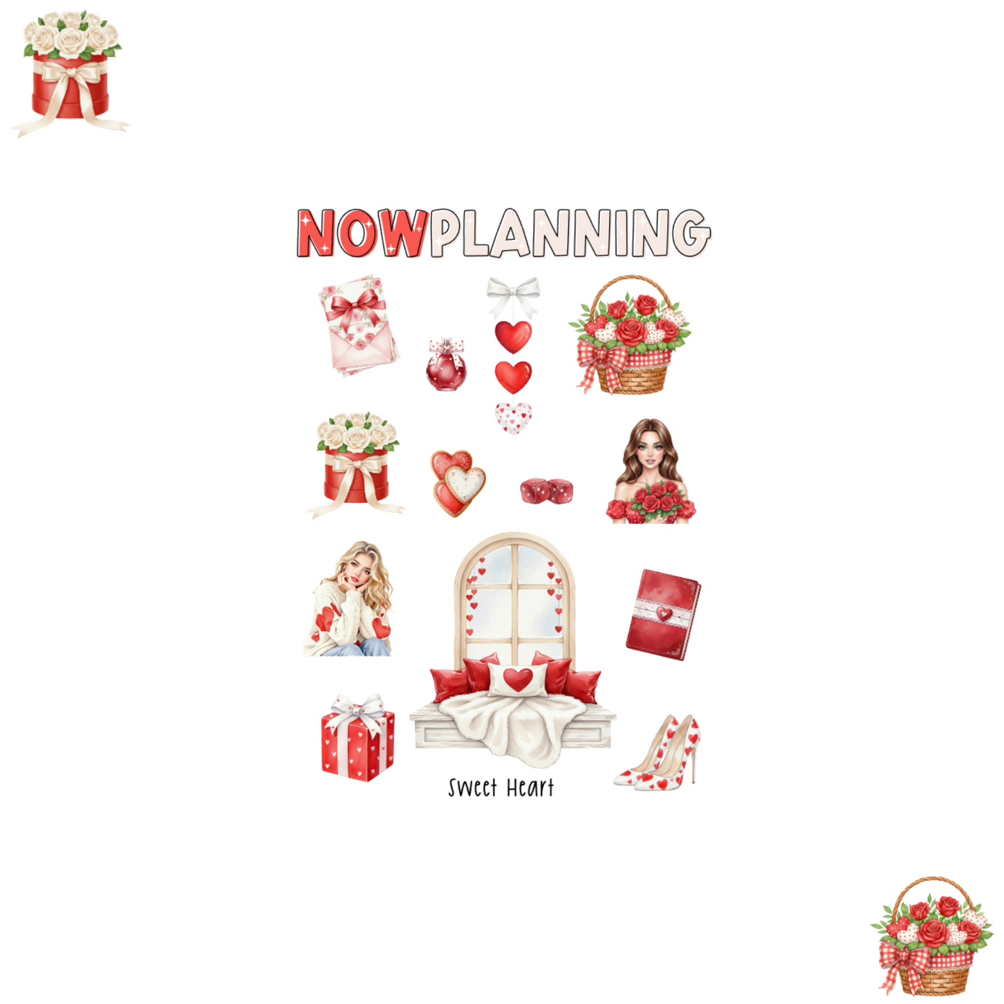 Sweet Heart Sticker Sheet | Valentine's Day Stickers |  Journal Stickers, Planner Stickers, Scrapbook Stickers