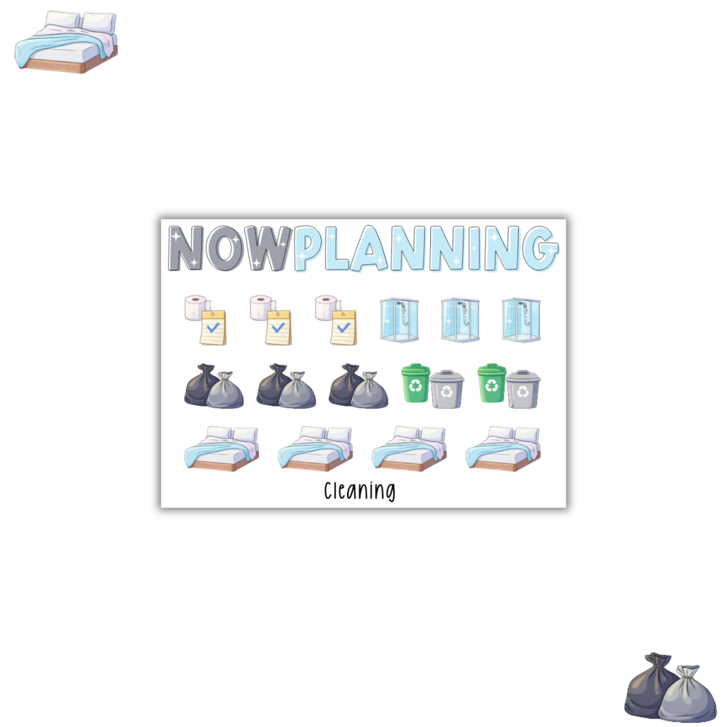 Mini Cleaning Icons Sticker Sheet | Journal Stickers, Planner Stickers, Scrapbook Stickers