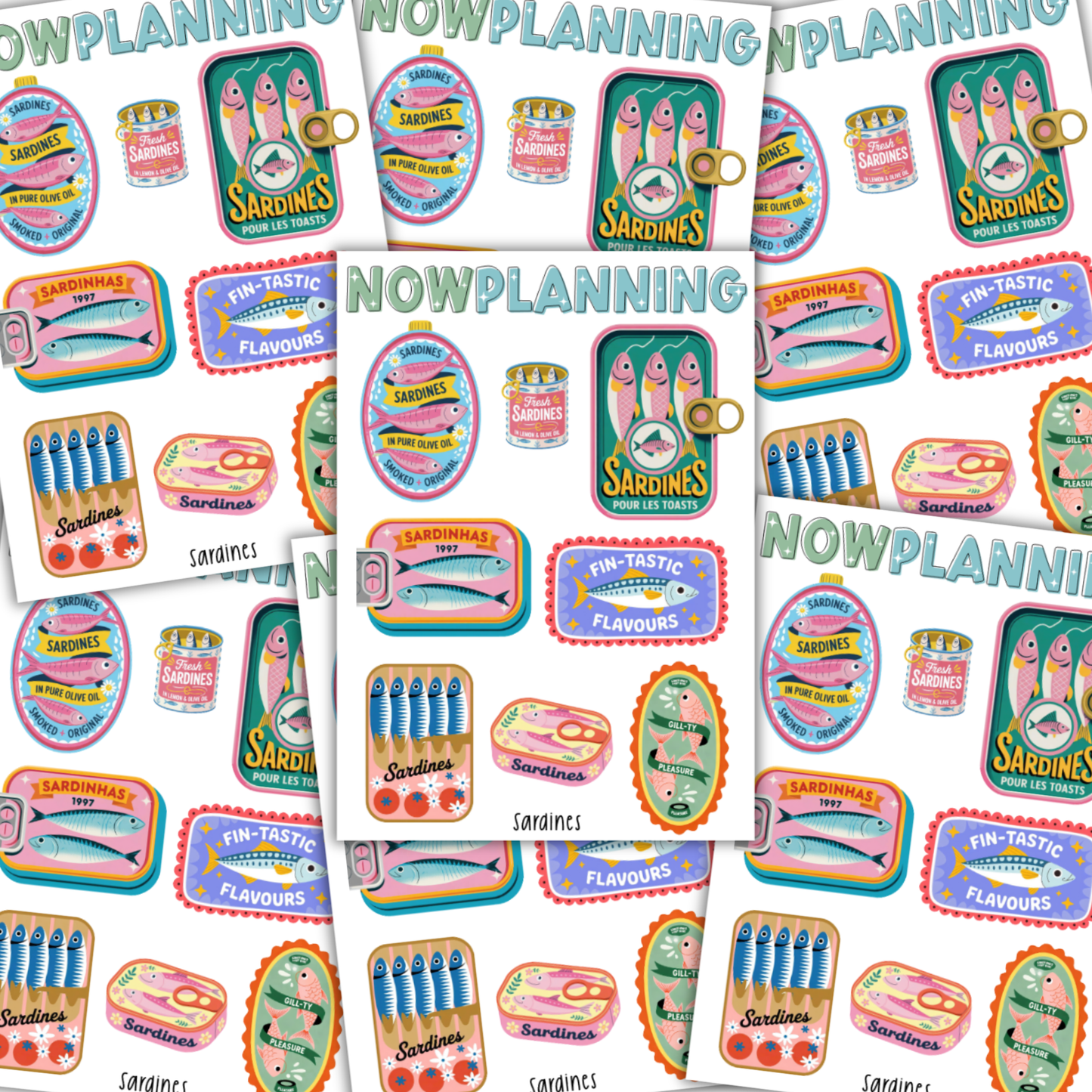 Sardines Sticker Sheet  |  Bullet Journal Stickers, Planner Stickers, Scrapbook Stickers