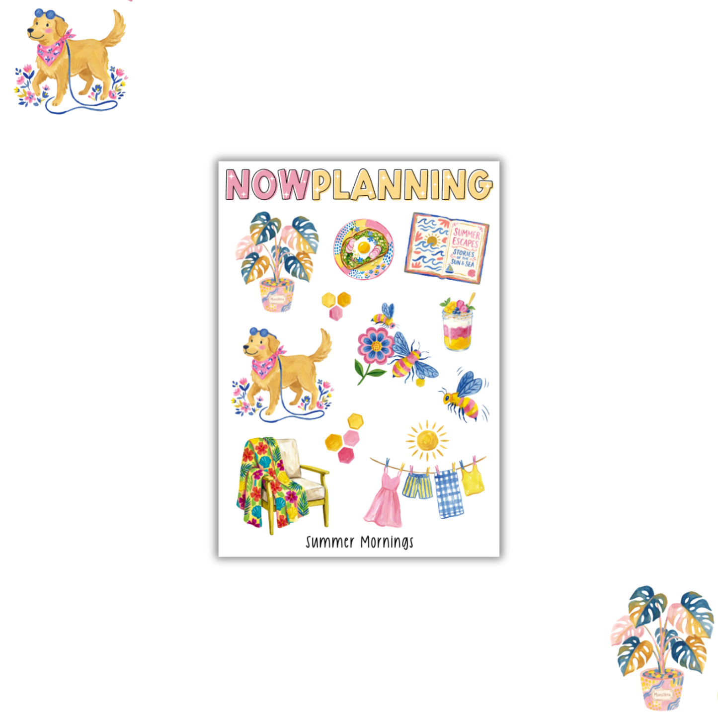 Summer Mornings Sticker Sheet |  Summer Stickers | Journal Stickers, Planner Stickers, Scrapbook Stickers