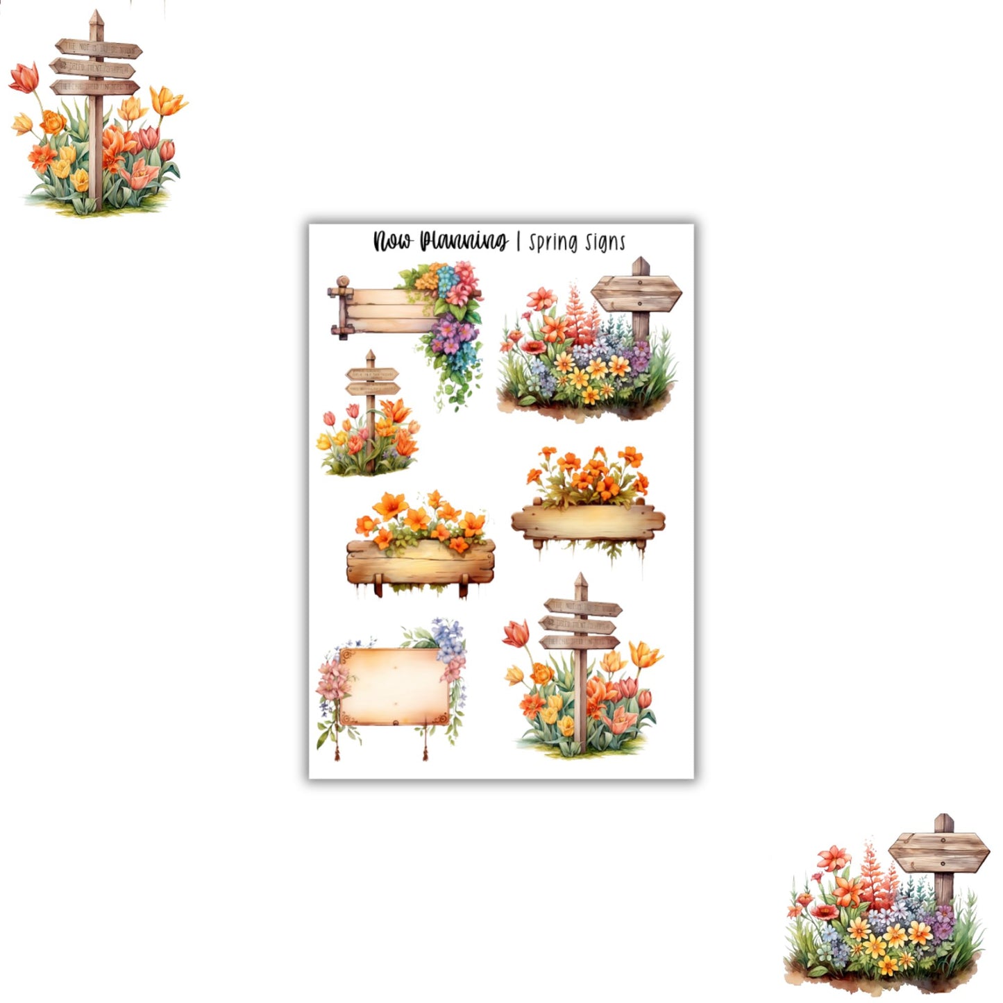 Spring Signs Sticker Sheet |  Spring Stickers | Journal Stickers, Planner Stickers, Scrapbook Stickers