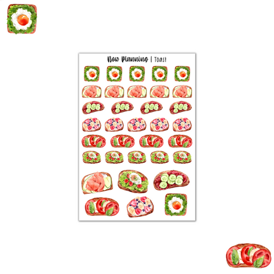 Toast Sticker Sheet  |  Bullet Journal Stickers, Planner Stickers, Scrapbook Stickers