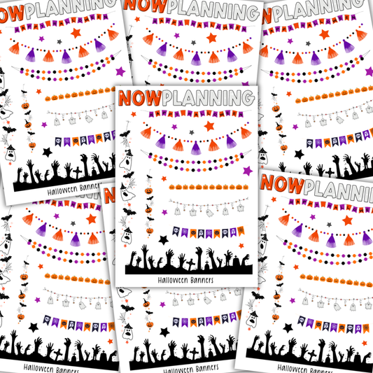Halloween Banners Sticker Sheet |  Halloween Planner Stickers | Cute Spooky Season Sticker Sheet