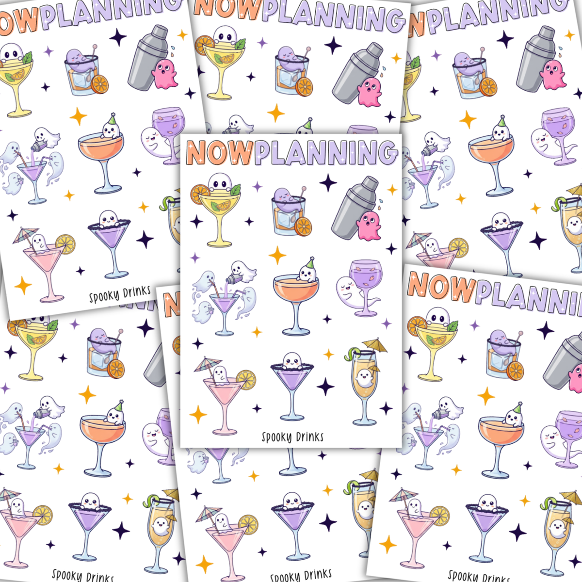Spooky Drinks Sticker Sheet |  Halloween Planner Stickers | Cute Spooky Season Sticker Sheet