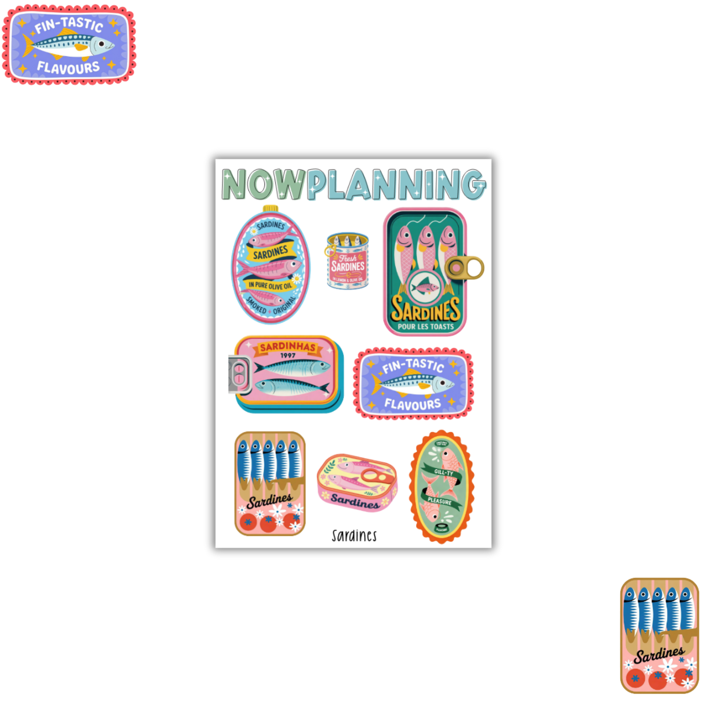 Sardines Sticker Sheet  |  Bullet Journal Stickers, Planner Stickers, Scrapbook Stickers