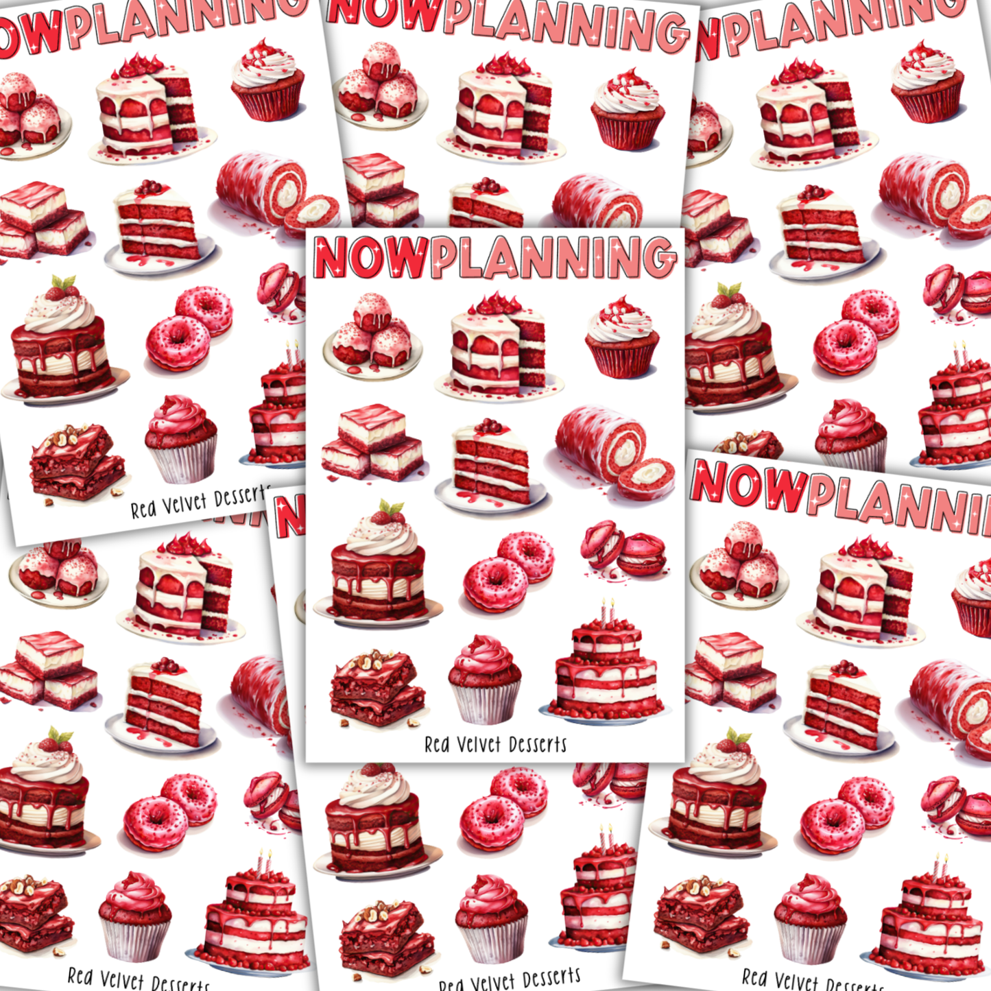 Red Velvet Desserts Sticker Sheet  |  Bullet Journal Stickers, Planner Stickers, Scrapbook Stickers