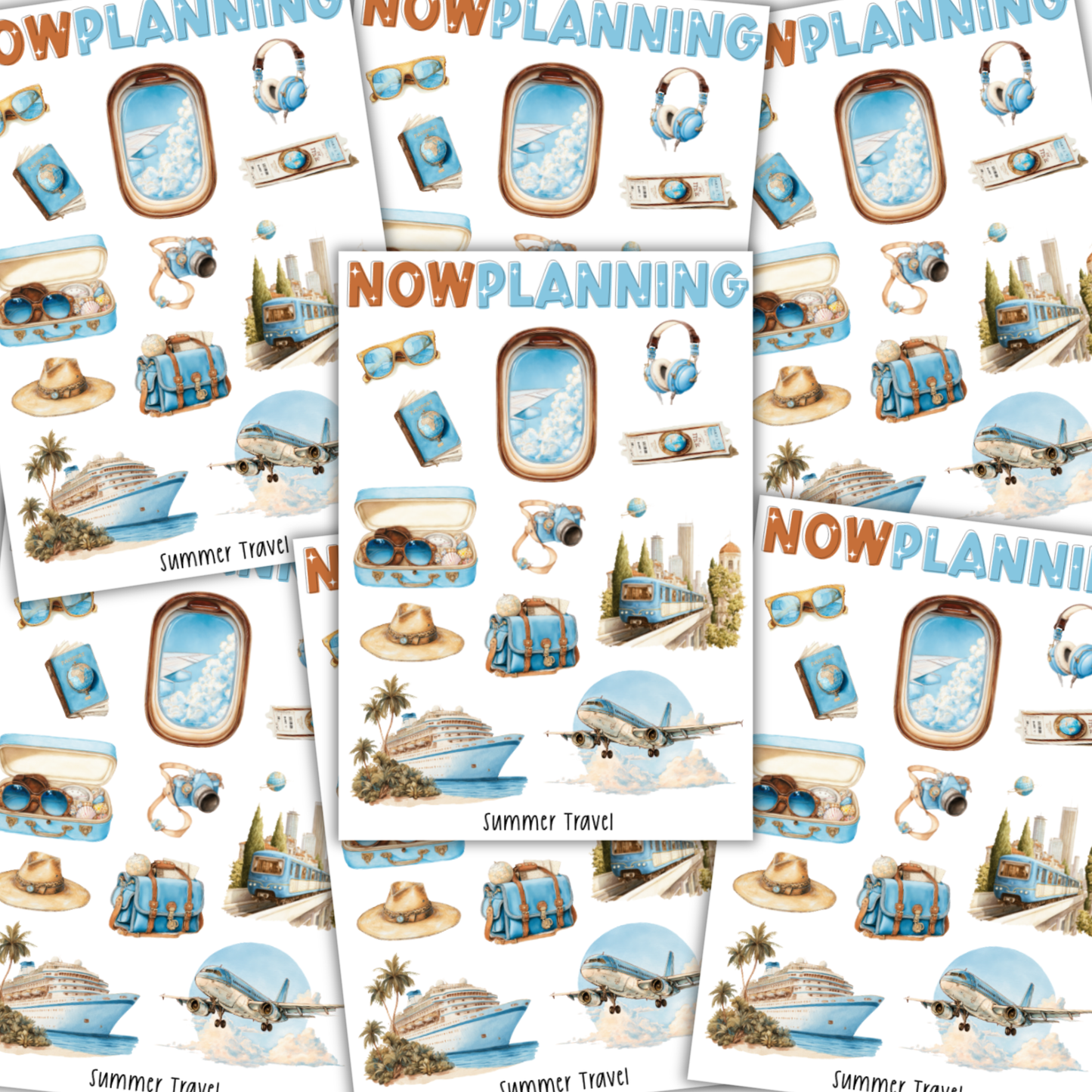 Summer Travel Sticker Sheet |  Travel Stickers | Journal Stickers, Planner Stickers, Scrapbook Stickers