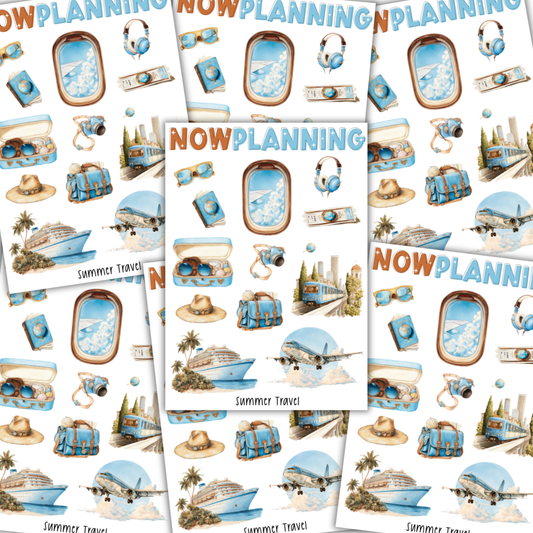 Summer Travel Sticker Sheet |  Reading Stickers | Journal Stickers, Planner Stickers, Scrapbook Stickers