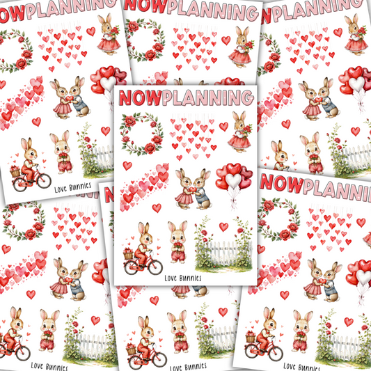 Love Bunnies Sticker Sheet | Valentine's Day Stickers |  Journal Stickers, Planner Stickers, Scrapbook Stickers