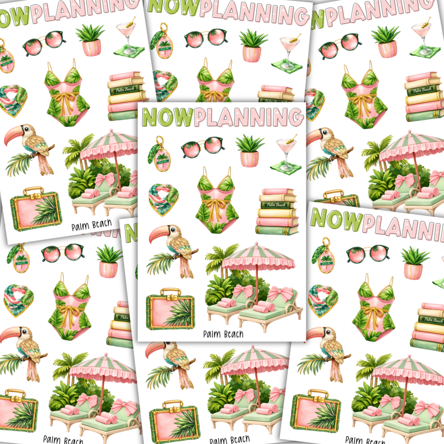 Palm Beach Sticker Sheet  |  Bullet Journal Stickers, Planner Stickers, Scrapbook Stickers