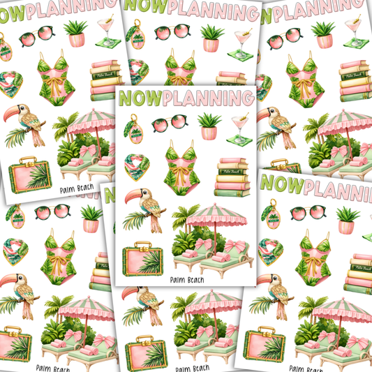 Palm Beach Sticker Sheet  |  Bullet Journal Stickers, Planner Stickers, Scrapbook Stickers