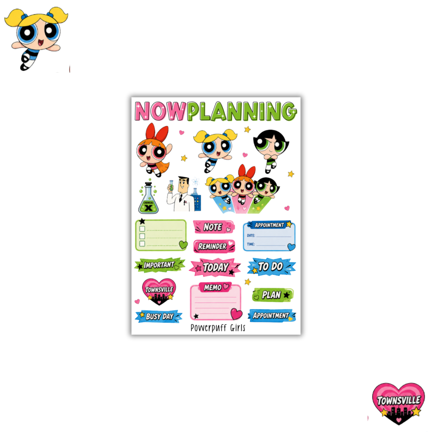 Powerpuff Girls Sticker Sheet  |  Bullet Journal Stickers, Planner Stickers, Scrapbook Stickers